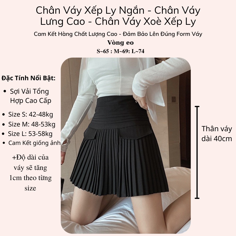 Chân Váy Lưng Cao Xếp Ly Nhỏ Chất Vải Cao Cấp Freeship,Chân Váy Ngắn Xếp Ly Có Quần Trong Dày Dặn Thời Trang Siêu Xinh