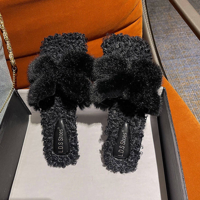 Dép Lông Xù Mềm Mại Xinh Xắn Dễ Phối Đồ Kiểu Hàn Quốc