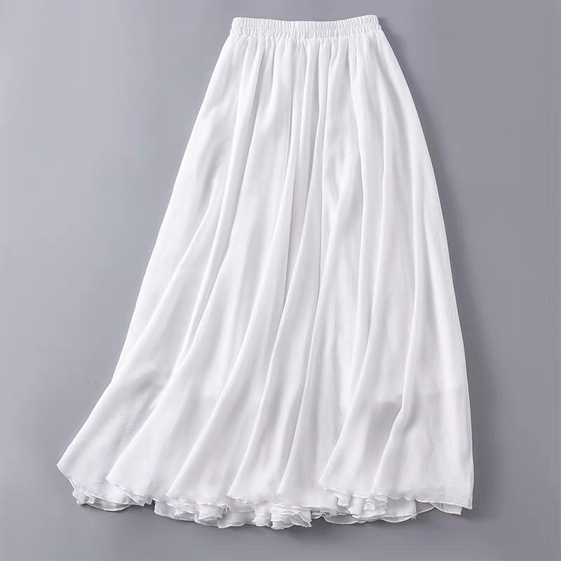 Hàng ko có sẵn/ Chân váy trắng thêu hoa kiểu cổ trang trung quốc dài 80cm