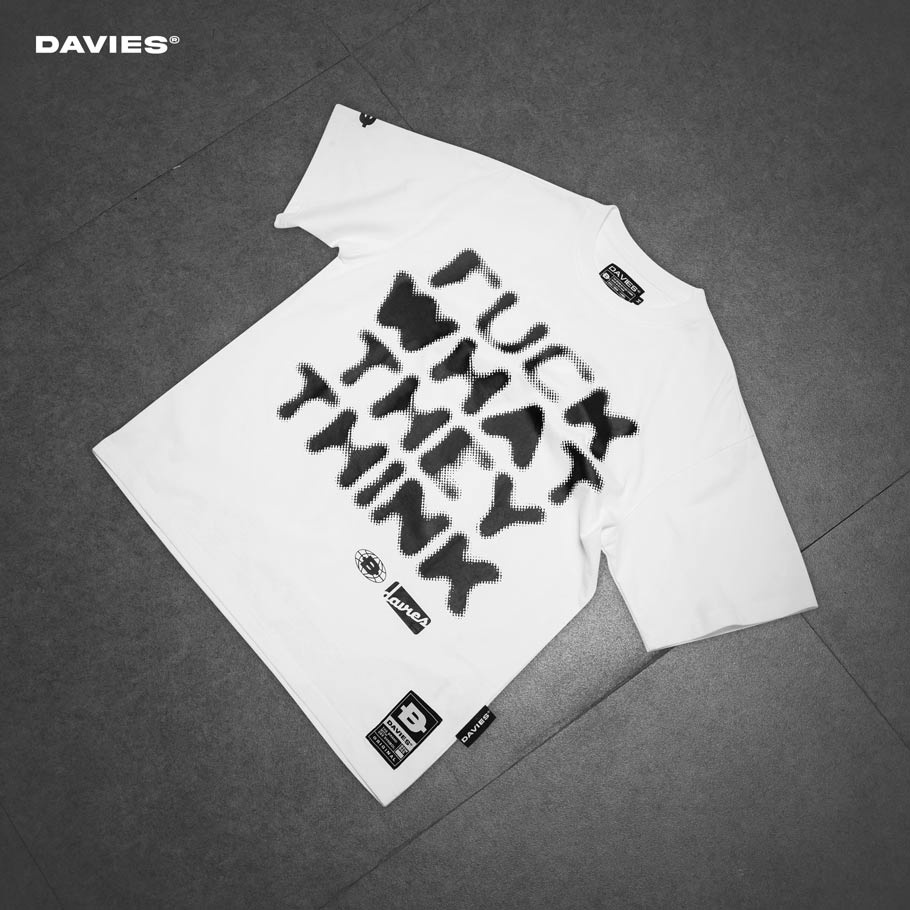 Áo phông nam nữ form rộng tay lỡ màu đen tee local brand FWTT DAVIES |D26-T7