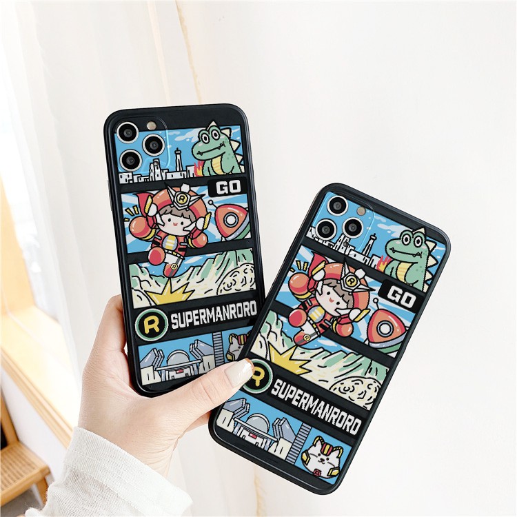 Ốp lưng iphone cạnh vuông Super Roro dành cho ip 6/6plus/6s/6splus/7/7plus/8/8plus/x/xr/xs/11/12/pro/max/mini - e35