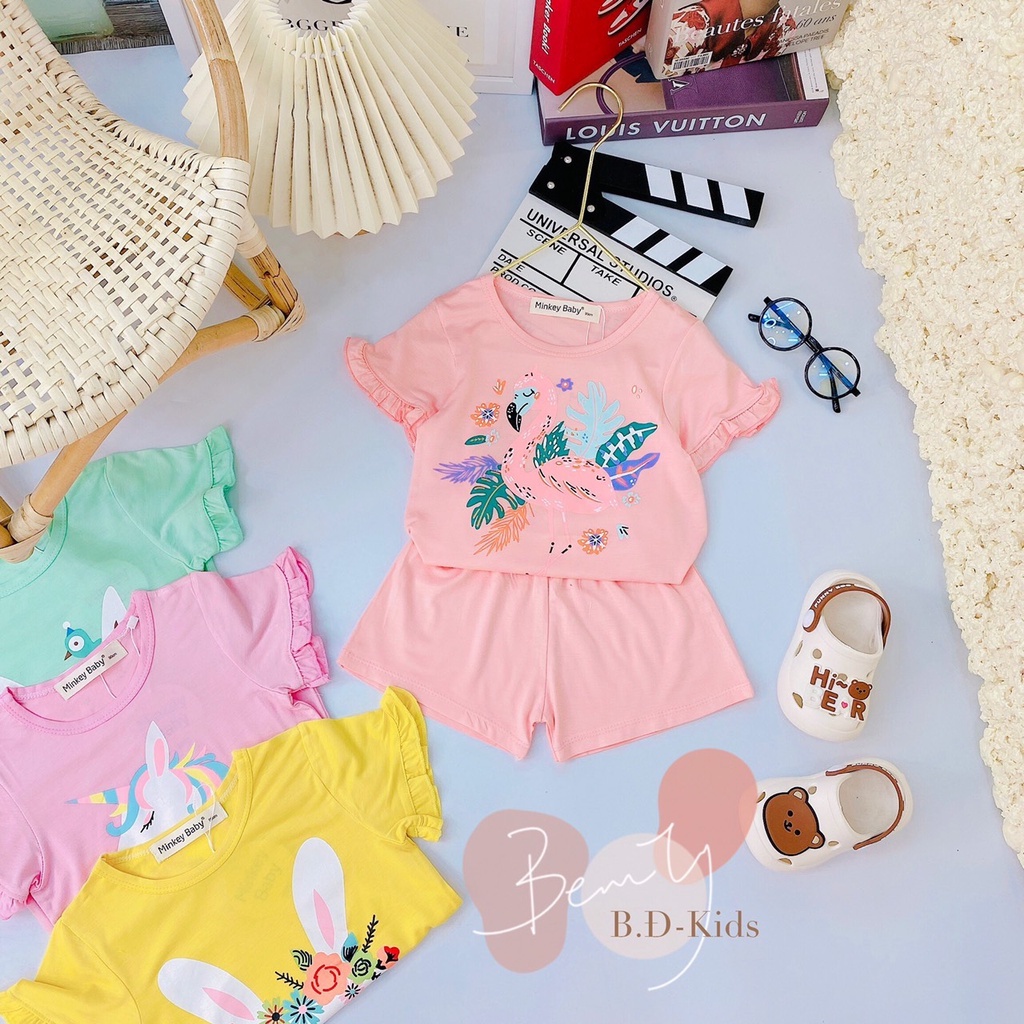 Bộ cộc tay thun lạnh Minkey BaBy cho bé gái