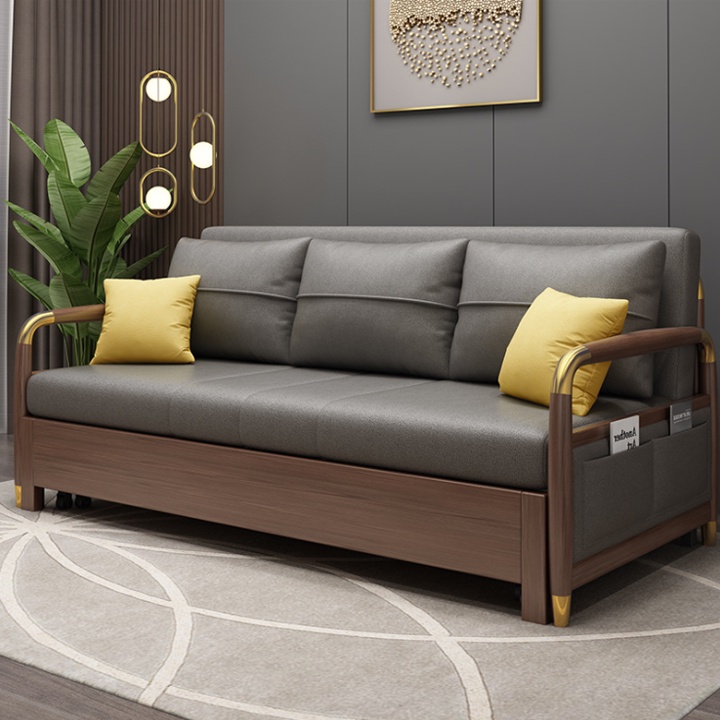 Giường sofa gấp gọn tay gỗ tự nhiên đa năng thông minh, ghế sofa giường ngủ gấp xếp gọn nhập khẩu bảo hành 3 năm