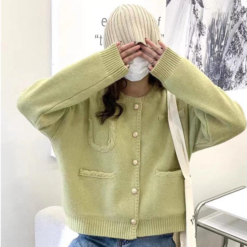 Áo Khoác cardigan Dệt Kim Dáng Rộng Phong Cách Hàn Quốc Thời Trang Thu Đông Cho Nữ