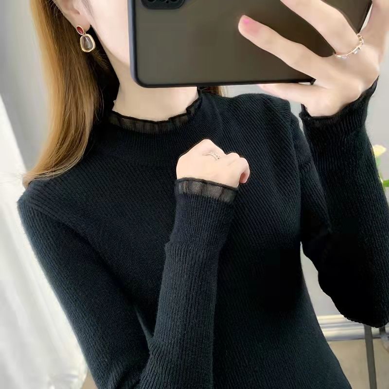 Áo Len Dệt Kim Cổ Lọ Dáng Ôm Thời Trang Cho Nữ