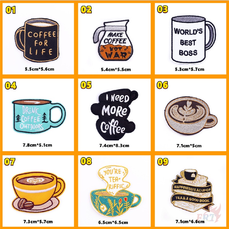 ☸ Miếng Dán Ủi Lên Cà Phê Hình Ly Cà Phê ☸ 1 Sticker Ủi Thêu Hình Latte
