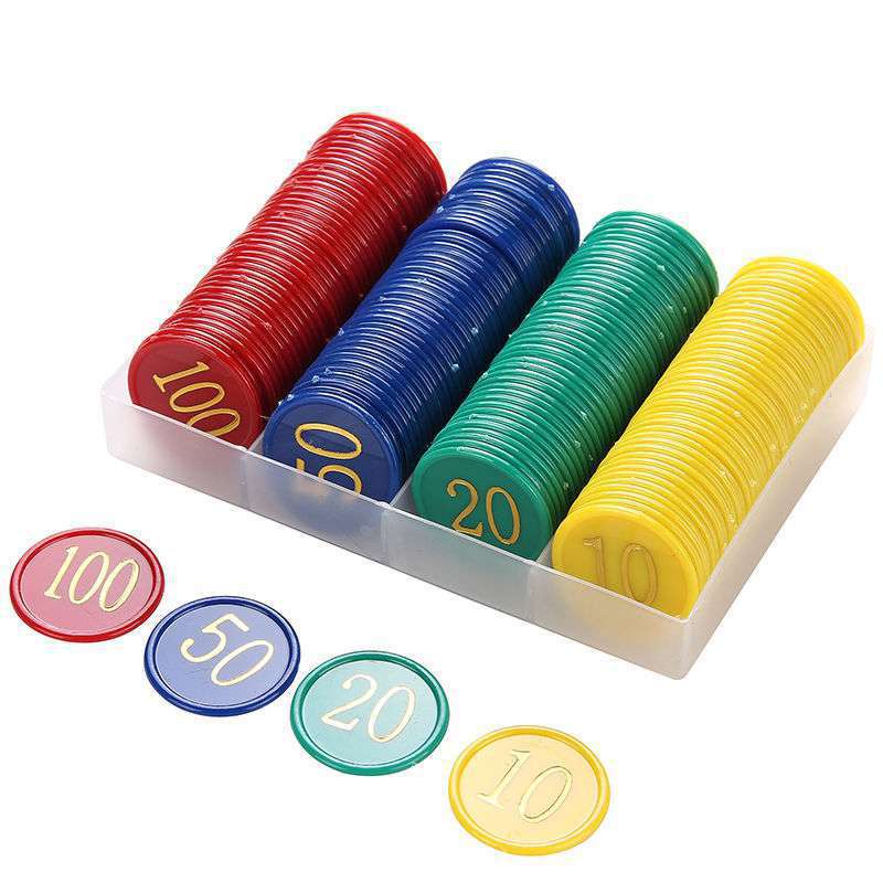 Bộ 80/160 chip, phỉnh poker loại nhựa có số có kèm hộp nhựa