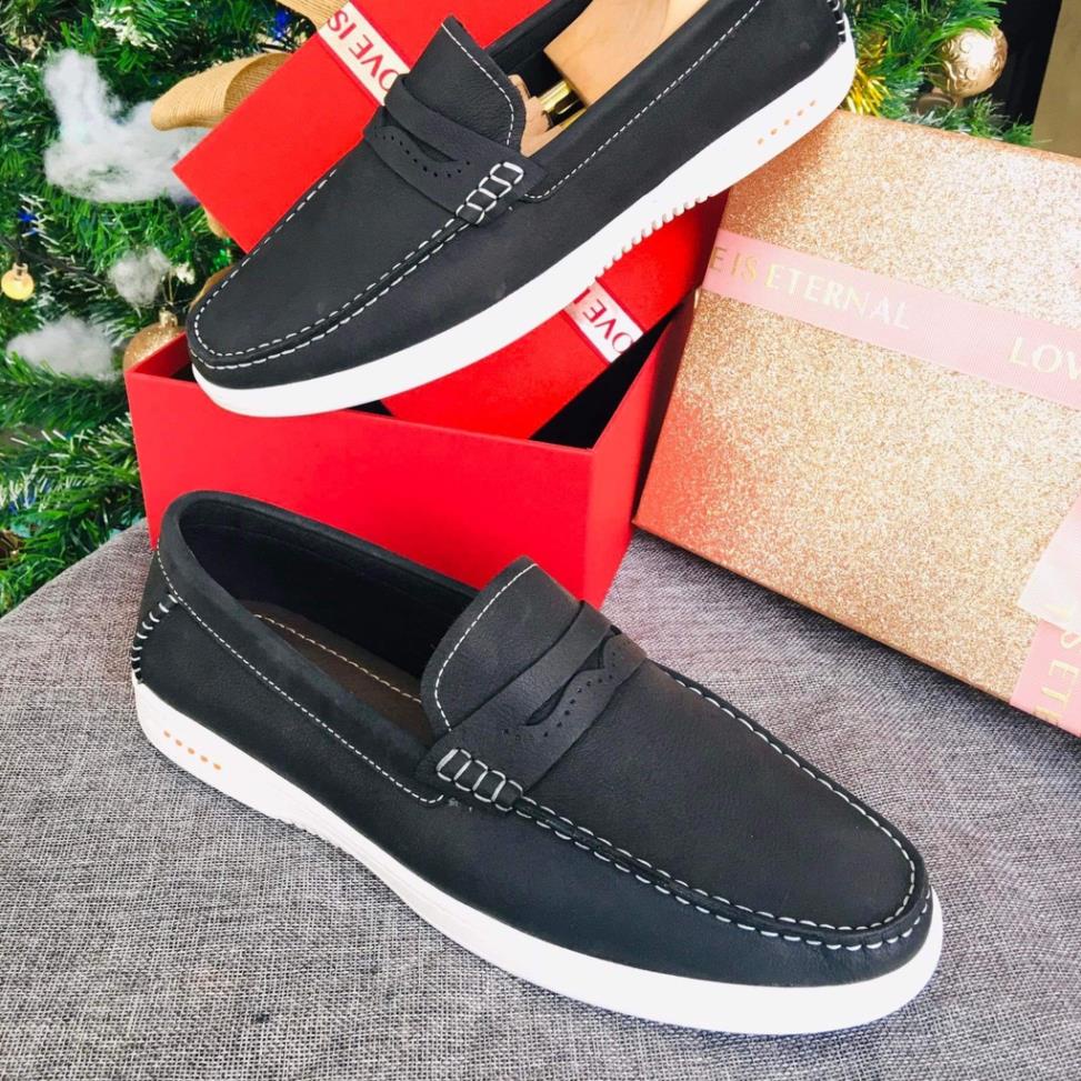 Giày lười nam da bò thật hành 12 tháng kiểu dáng Penny Loafer - Mã T17