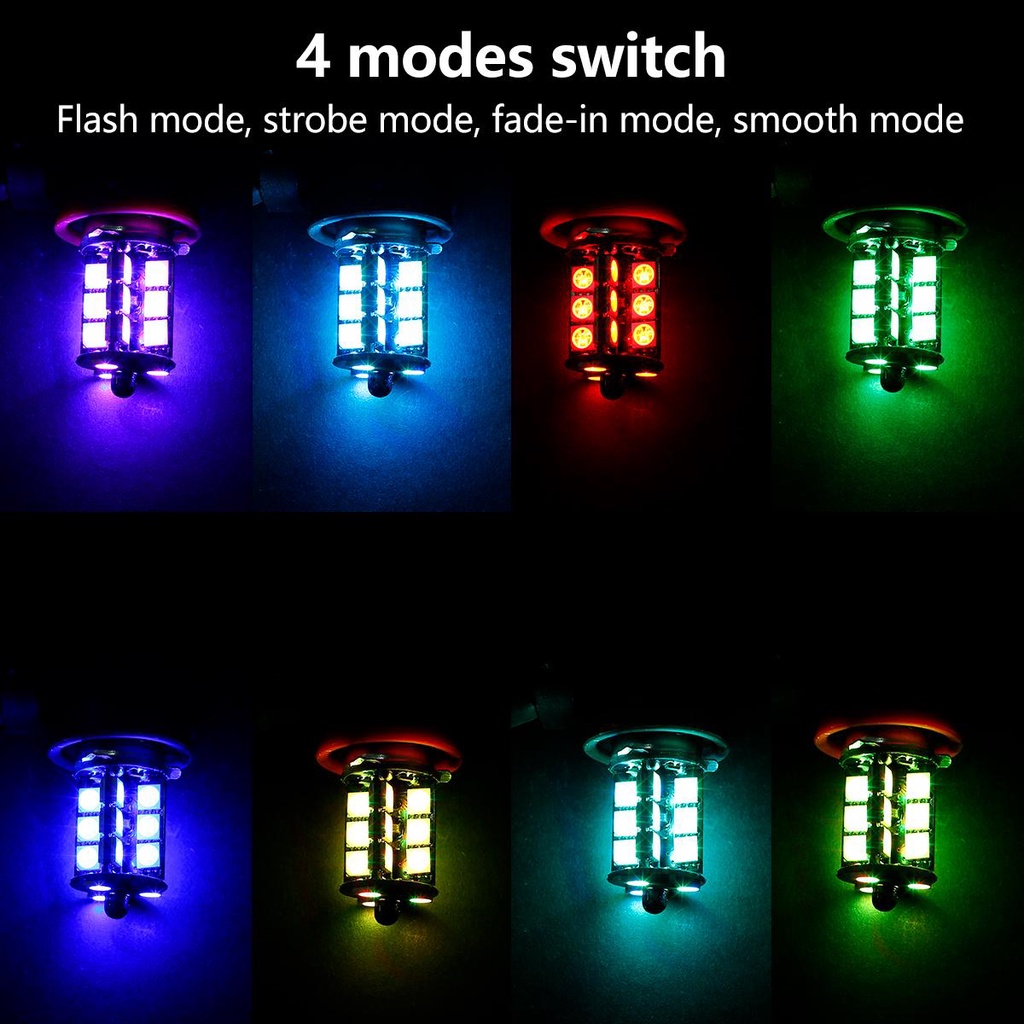 2 Đèn Pha Chống Sương Mù 27 LED H8 / H11 RGB Kèm Điều Khiển Từ Xa SHOPCYC3542