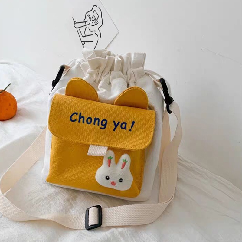 Túi Vải Canvas Đựng Điện Thoại Thiết Kế Dễ Thương Cho Nữ Sinh