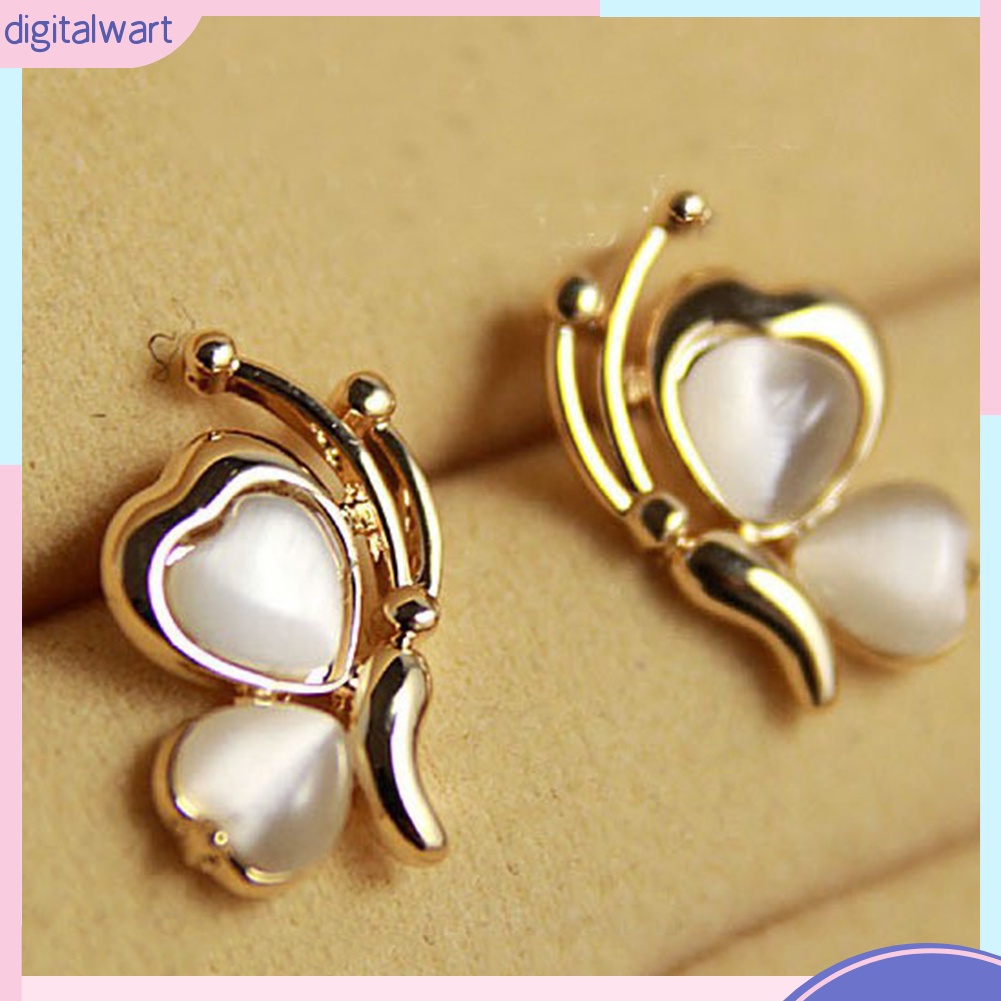 Khuyên Tai Hình Bướm Mạ Vàng Đính Đá Thời Trang Thanh Lịch Dành Cho Nữ