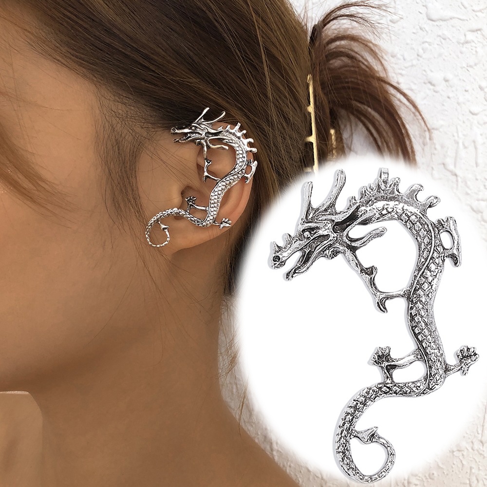 1 Khuyên Kẹp Vành Tai Hình Rồng Phong Cách Trung Hoa Sang Trọng