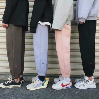 Men Casual Sweatpants Unisex Korean Fitness Beam Foot Trousers Men's Joggers Pant Sportswear Couple Drawstring Cotton Streetwear Students New Loose Athletic Pants