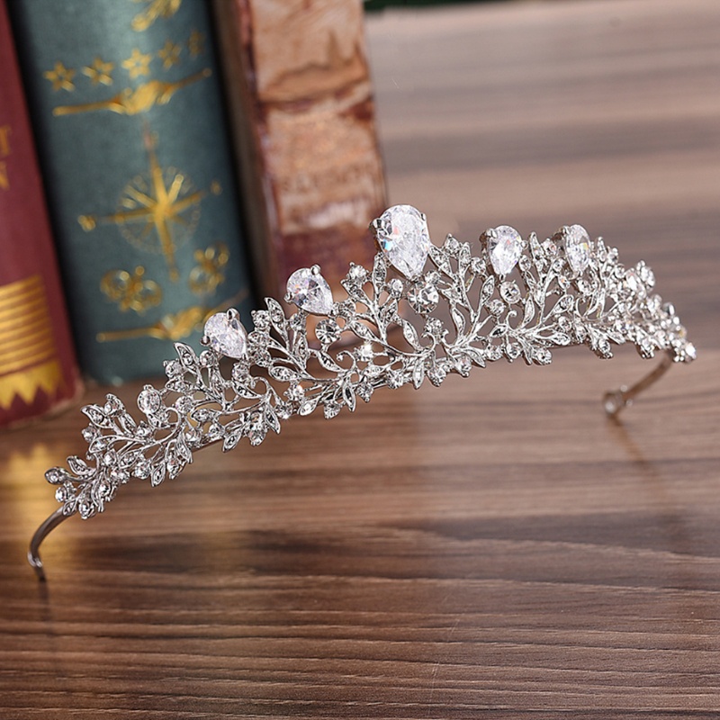 Vương Miện Cài Tóc Đính Đá Zircon Sang Trọng Cho Cô Dâu