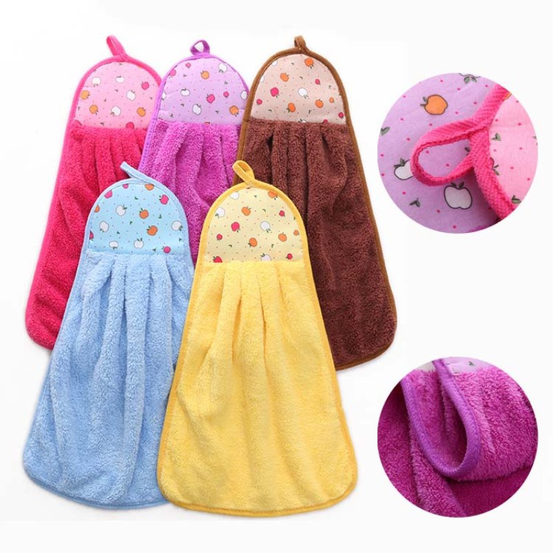 Khăn Lau Tay Treo Tường Vải Lông Cừu San Hô Mềm Mại Thấm Hút Tốt