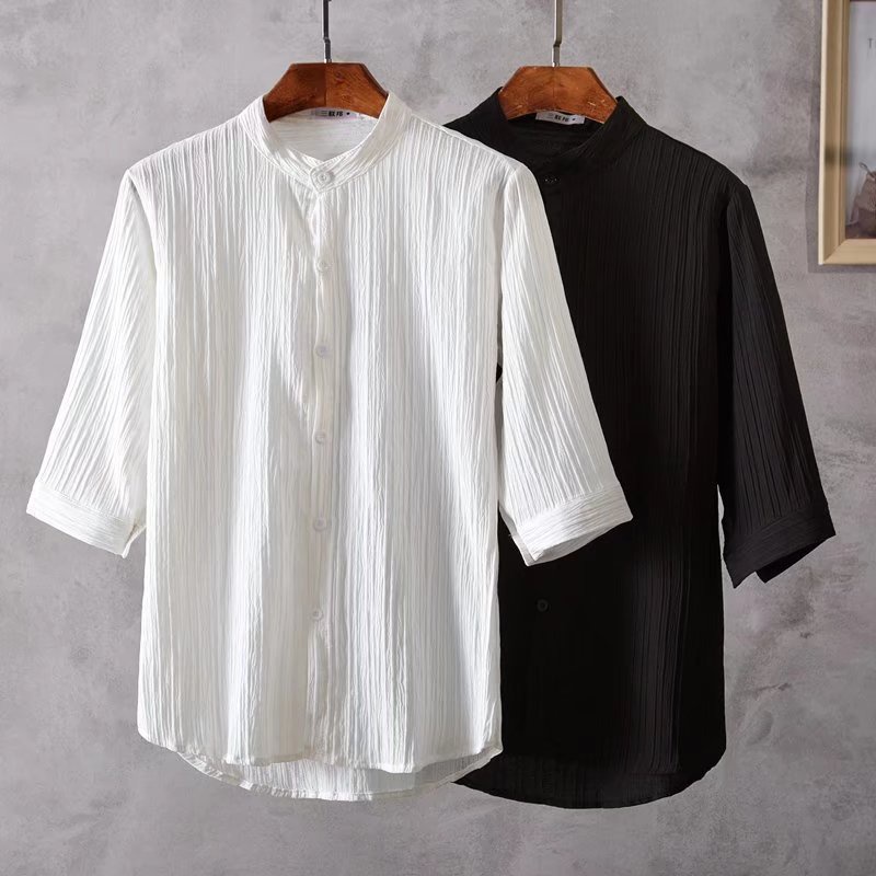 Áo Sơ Mi Tay Lửng Bằng Lụa Lạnh Thời Trang Mùa Hè Hàn Quốc 2022 Cho Nam / Nữ Size M-3XL