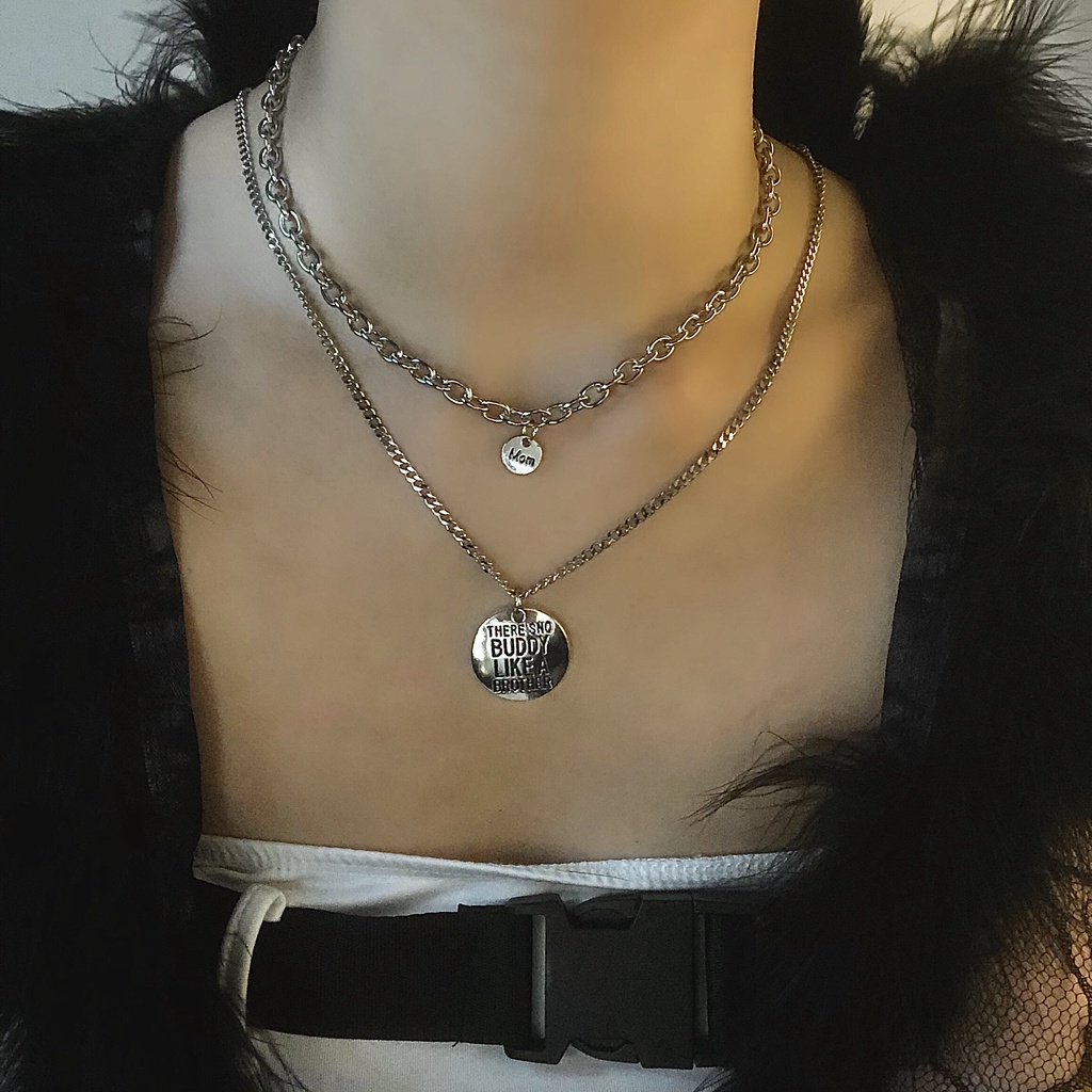 vòng cổ Hai Lớp Phong Cách Harajuku Đường Phố Cá Tính