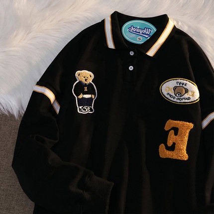 [Hàng Order] Áo Polo logo BEAR có cổ ULzzang form rộng dài tay dày dặn Unisex mới nhất thu đông 2021 PL002 | BigBuy360 - bigbuy360.vn