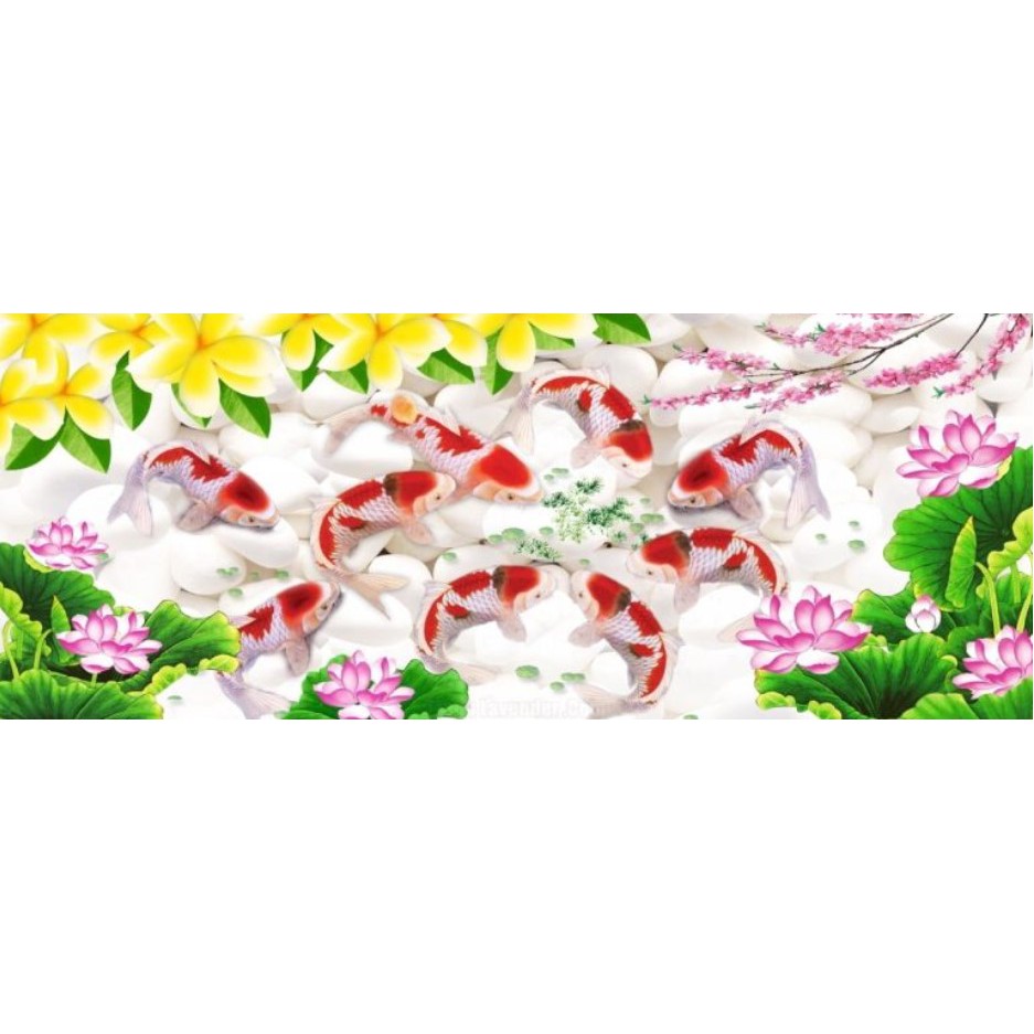 TRANH  ĐÍNH ĐÁ CỬU NGƯ QUẦN HỘI VS222 (151X71)
