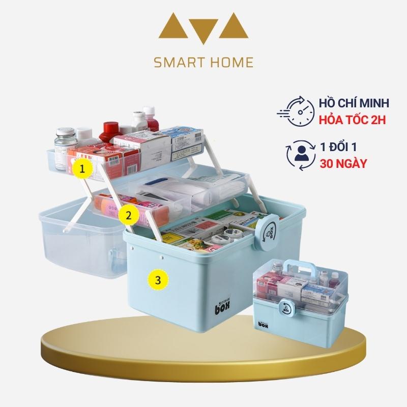 [SIZE ĐẠI] Hộp Đựng Thuốc Vuông Gia Đình 3 Tầng Hộp Y Tế Phân Loại Thuốc Cỡ Lớn Siêu Tiện Dụng Smart Home 1904