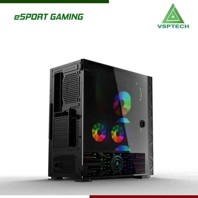 Thùng máy tính Case VSP FA 401 Gaming kính cường lực (Tặng 4 FAN RGB)