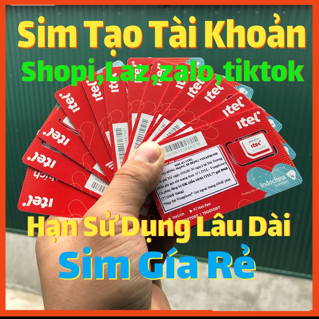 Sim Itelecom - Sim Itel Rác Lập Shope,Gmail,Fb,Zalo,Tiktok,Laz,Be.... Hạn Sử Dụng Dài, Nuôi Tài Khoản Lâu Dài