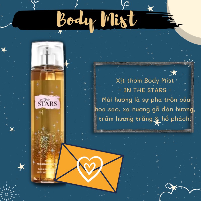 Bộ sản phẩm Bath and Body Works - IN THE STARS- Lưu hương & Dưỡng ẩm