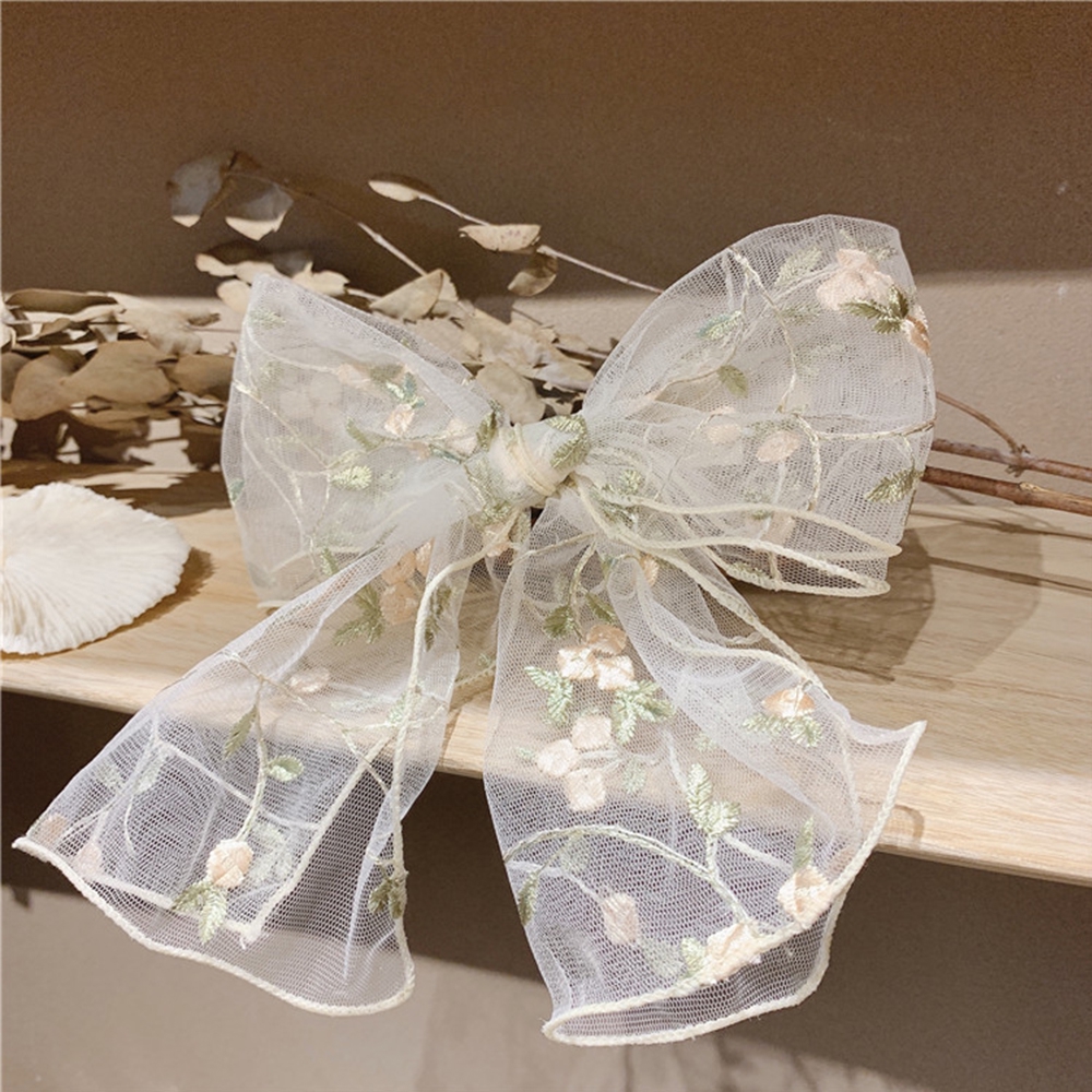 Dây Cột Tóc Phối Ren Họa Tiết Thêu Xinh Xắn