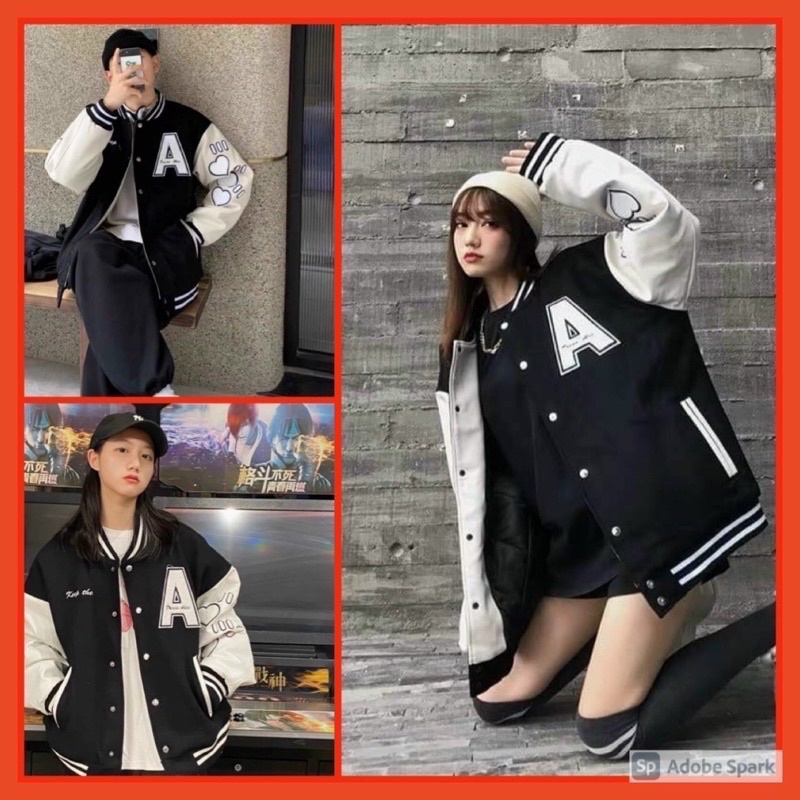 Áo Khoác Bomber Unisex🎀 Áo bomber chữ A Chất Siêu Đẹp Ullzang bo viền