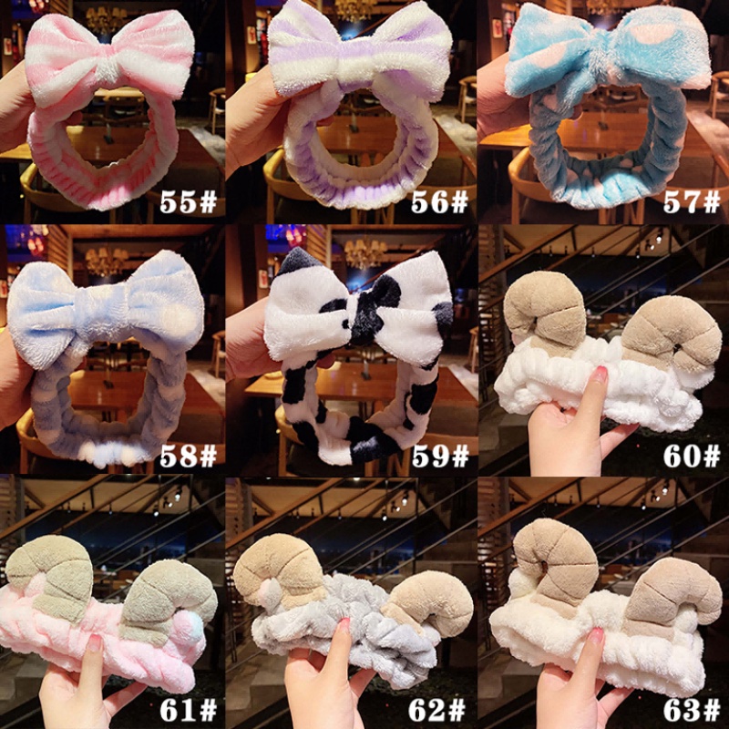 Băng Đô Cài Tóc Rửa Mặt Hình Tai Thỏ Bằng Vải Bông Chất Lượng Cao Phong Cách Hàn Quốc