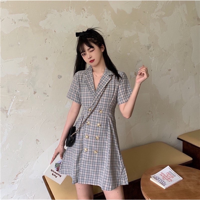 Đầm vest caro sang chảnh