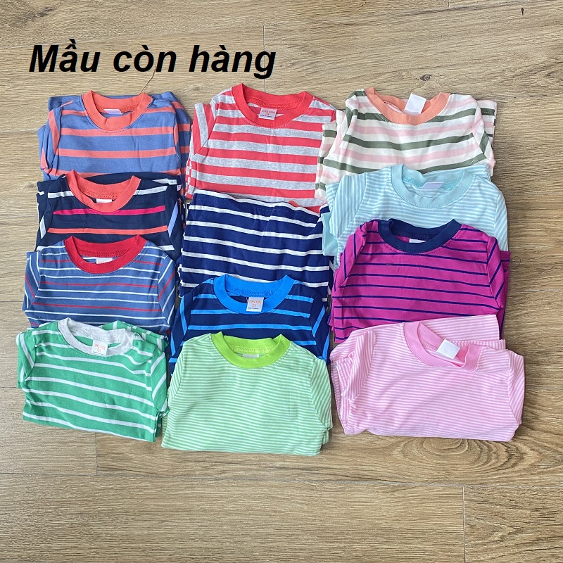 Bộ cotton len bo gấu kẻ sọc cho bé trai bé gái XHN44