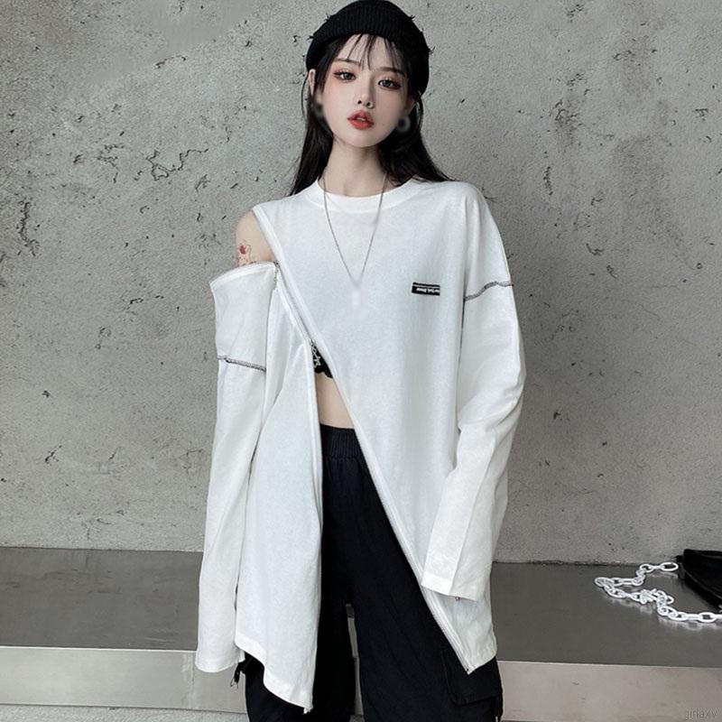 Áo Sweater Nữ Tay Dài Có Dây Kéo Phong Cách Hàn Quốc