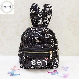 Balo thỏ sequin lấp lánh beri - balo004
