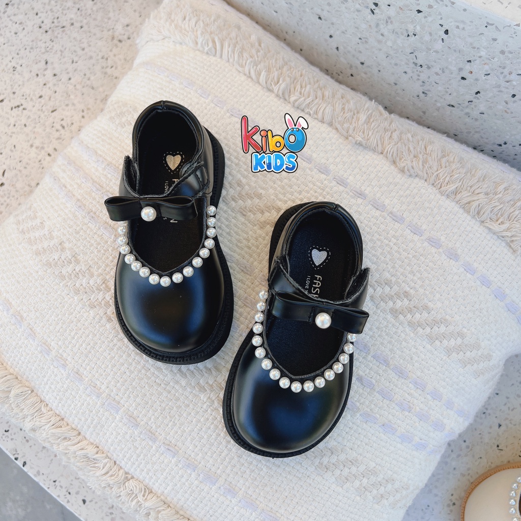 Giày Bé Gái - Giày búp bê da mềm phong cách Vintage Hàn Quốc có quai dán BB444 (có ảnh thật)