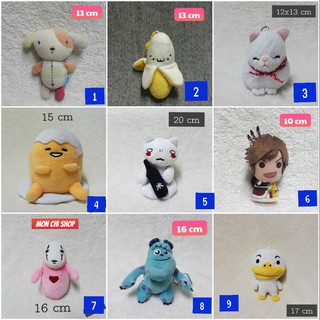 BST Gấu bông mini móc khóa trứng lười Gudetama, chuối,…