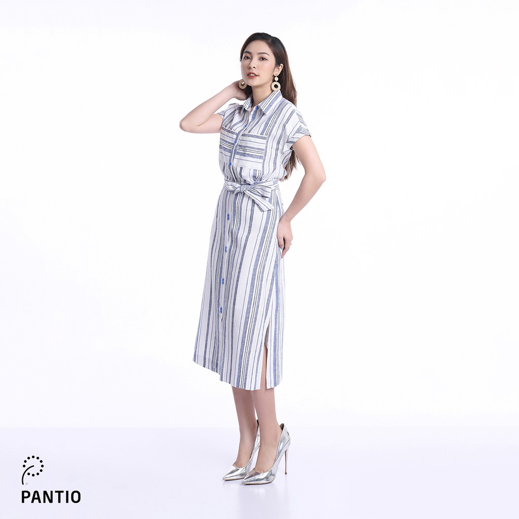 Áo sơ mi kẻ sọc ngắn tay, gắn nơ phần đuôi áo BAS32275 - PANTIO