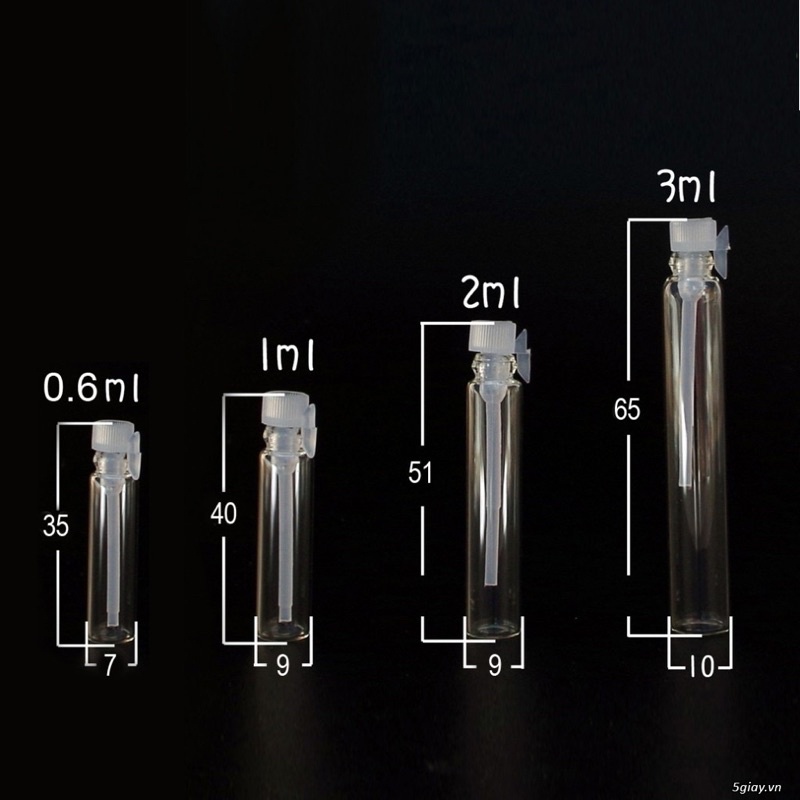 Chai thủy tinh chiết mẫu thử nước hoa vial 1ml 2ml 3ml - lọ mini không chứa dung dịch
