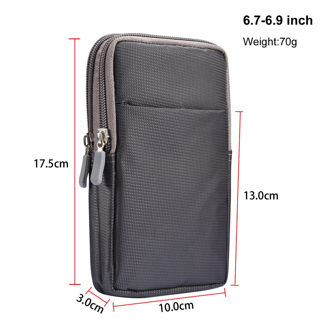Túi đựng điện thoại nam 6.9 &quot;Túi đựng điện thoại bằng vải nylon đa năng cho iPhone 11 11 Pro Max X XS XS Max 14 14 Max dành cho Bao da thắt lưng nam Samsung S21 Ultra