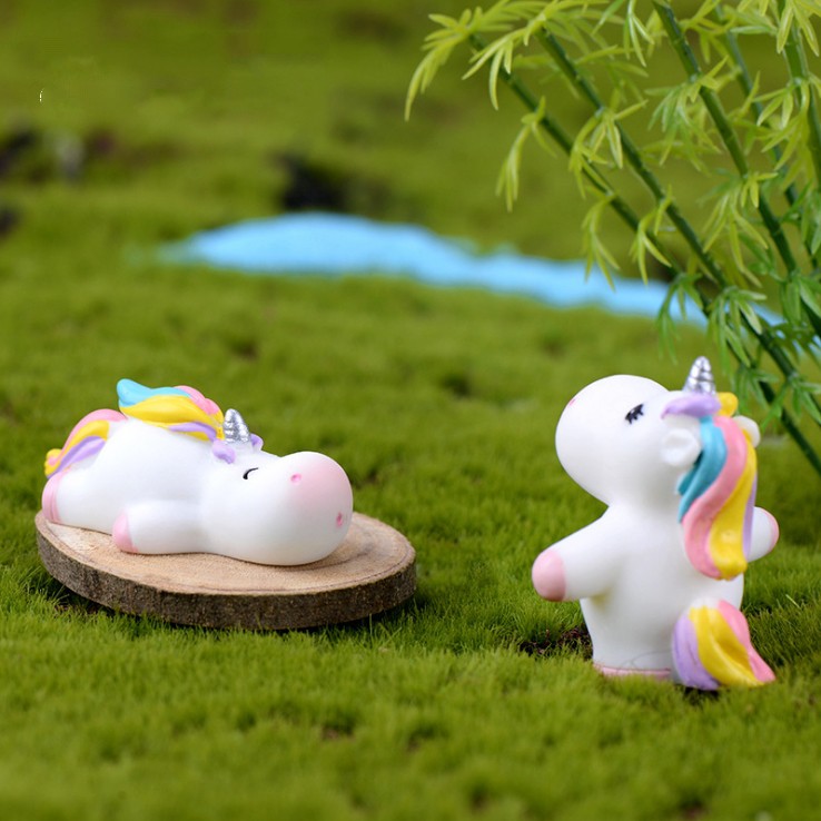 Mô hình ngựa kỳ lân unicorn mập ú dễ thương dùng trang trí tiểu cảnh, terrarium, móc khóa, DIY