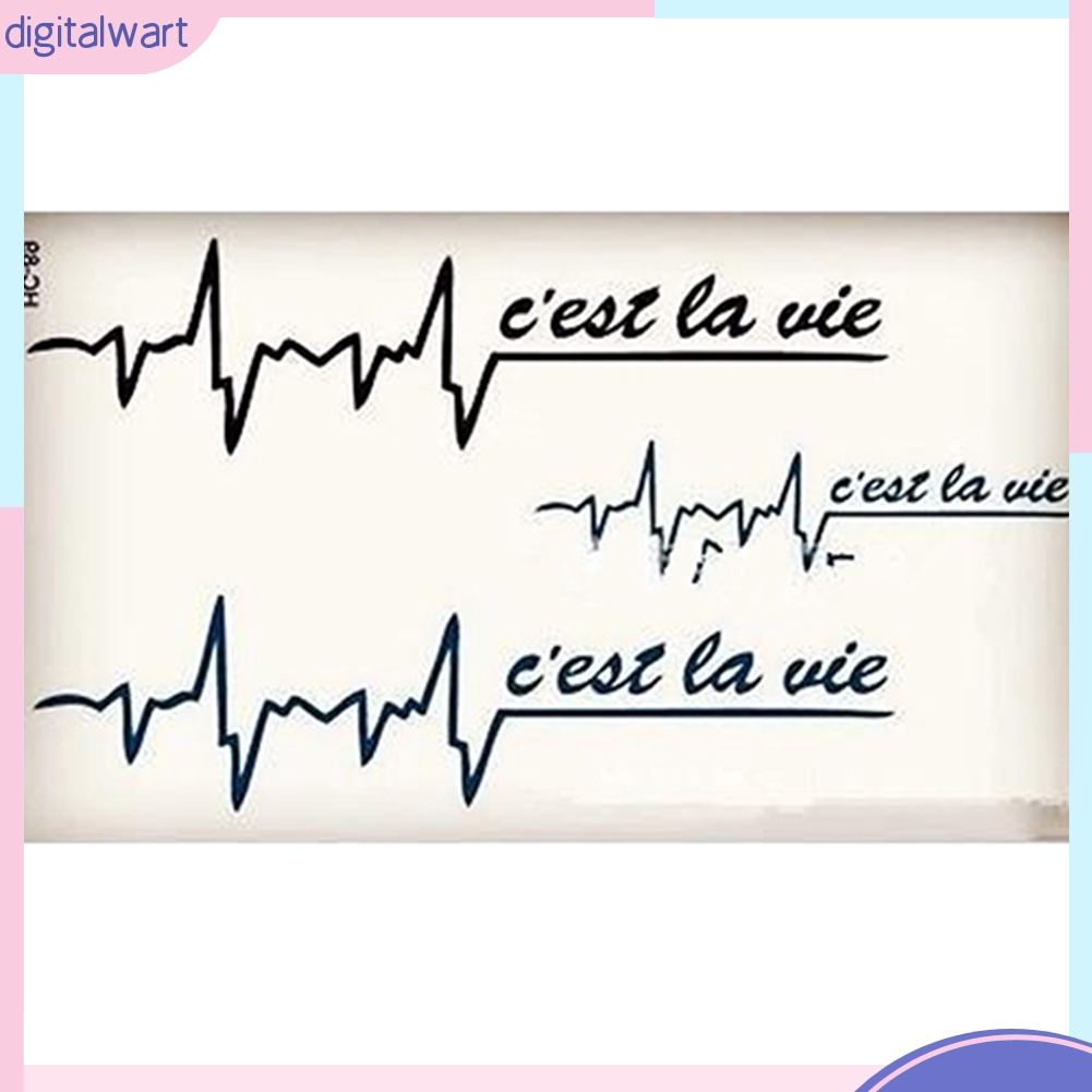 Bộ 2 nhãn dán hình xăm tạm thời họa tiết nhịp tim và chữ size 10.5cm*6cm