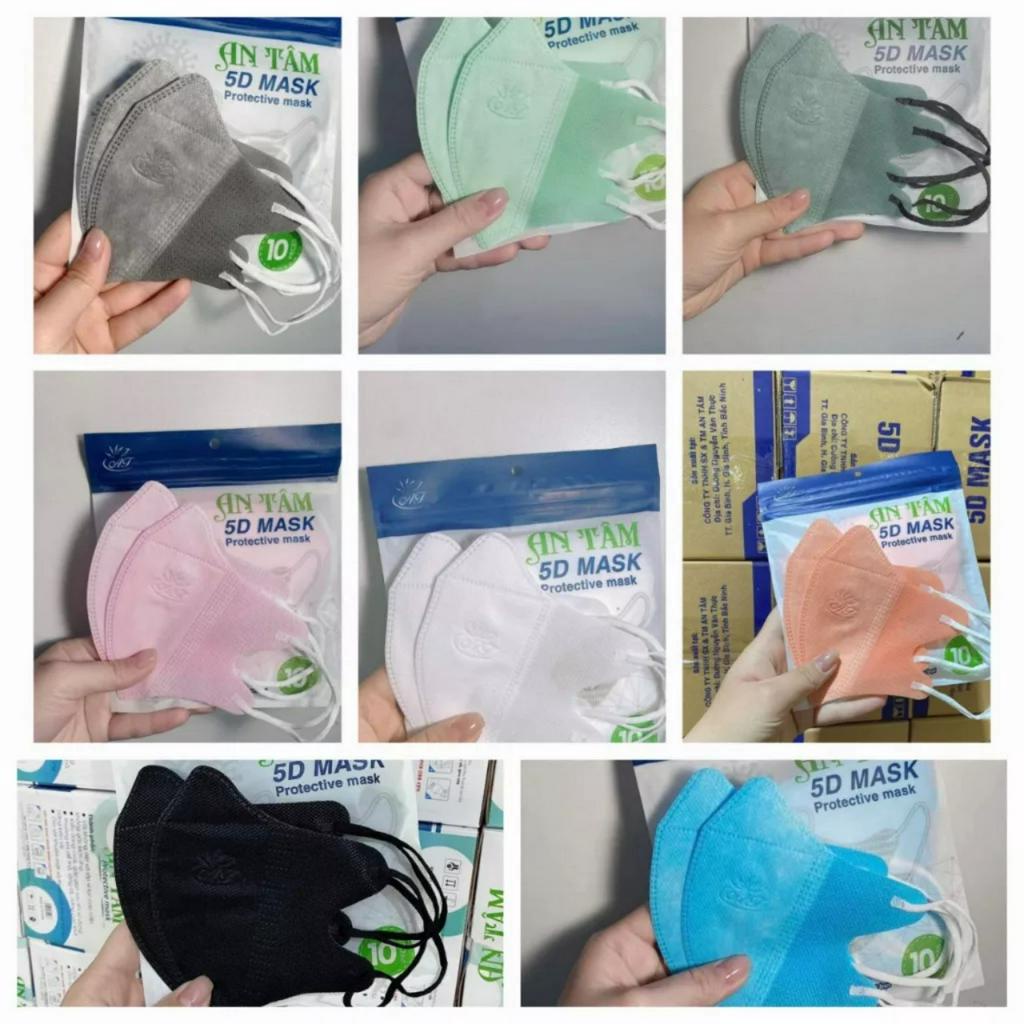 COMBO 10 tui Zip 100 CÁI 5D Mask Khẩu trang An Tam  kháng khuẩn