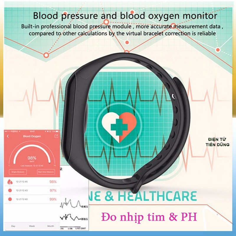 Vòng đeo tay thông mình F1 chống nước theo dõi sức khỏe hỗ trợ các chức năng thể thao, màn hình cảm ứng có màu