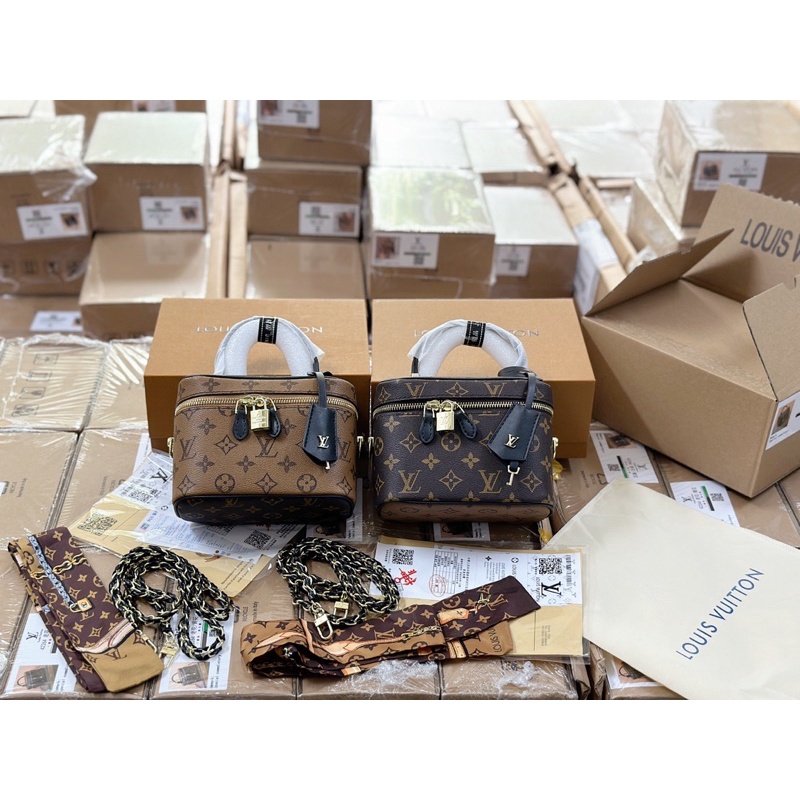 42264# [ Hàng 2box ] Túi LV dáng hộp hoa nâu
