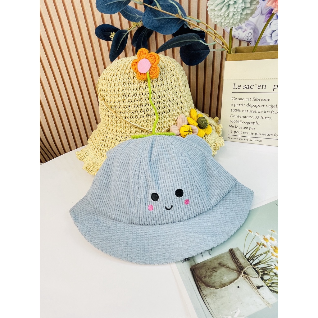 Mũ nón rộng vành đính hoa trên đầu siêu cute dành cho bé trai, bé gái - Hàng Quảng Châu (M26)