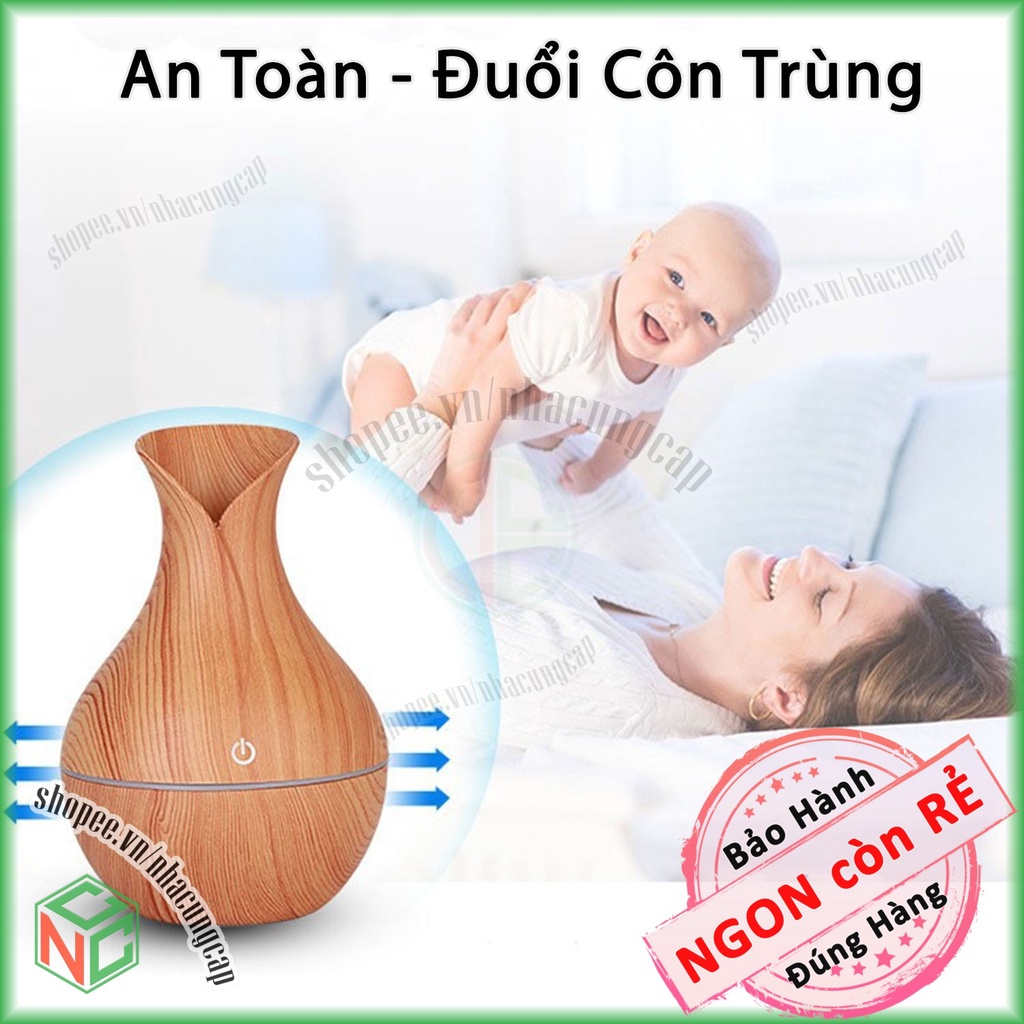 [KhoNCC] Thiết Bị Máy Xông Tinh Dầu Khuếch Tán Hương Thơm - Đuổi Muỗi Côn Trùng - An Toàn Cho Bé - (Kiểu Vân Gỗ)