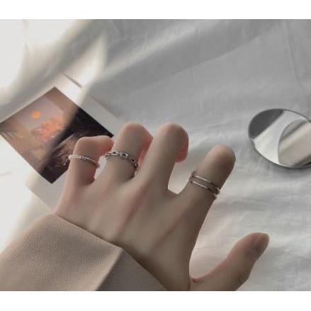 Set Ba Món Nhẫn Phong Cách Hàn Nhật Và Hàn Quốc Đơn Giản Thời Trang Cho Nữ