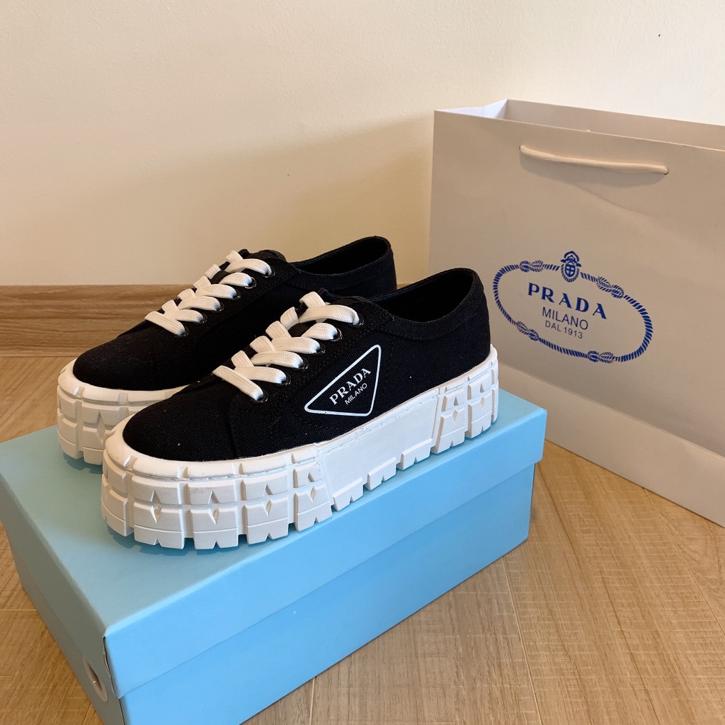 prada Giày Da Thể Thao Đế Cao ThiếT Kế MớI Cho Nữ Size 34-42
