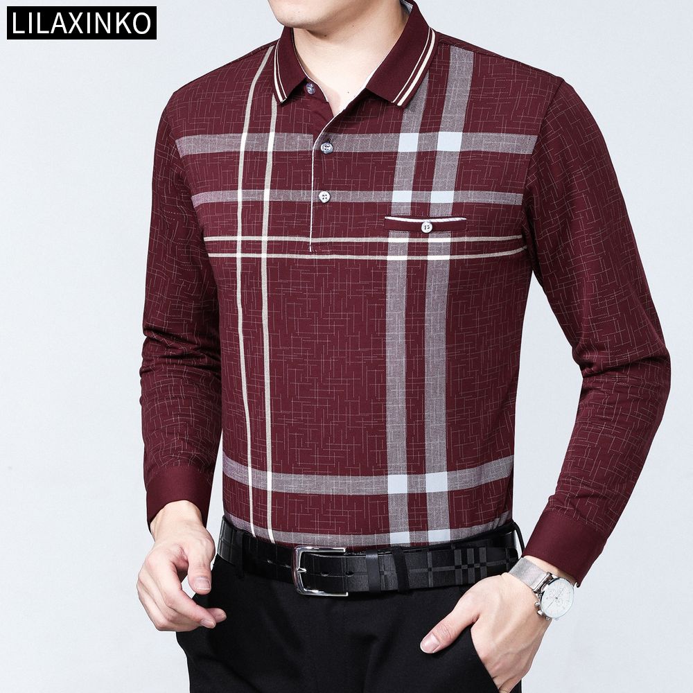 Áo Thun Polo Cotton Tay Dài Kẻ Sọc 3 Màu Thời Trang Thu Đông Cho Nam