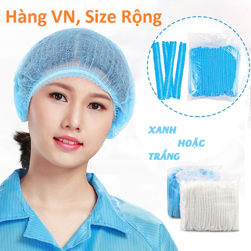❤️Bịch 100 cái❤️ Mũ trùm đầu y tế, Mũ con sâu, Mũ bọc tóc phòng sạch hàng Việt Nam chất lượng cao